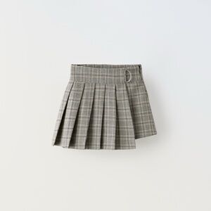PLAID BOX PLEAT ASYMMETRICAL SKIRT
